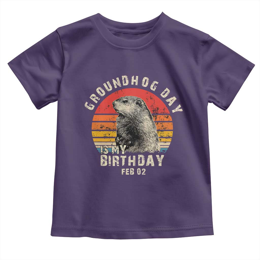 Groundhog Day Is My Birthday Toddler T Shirt Funny Woodchuck Retro Vintage TS02 Purple Print Your Wear