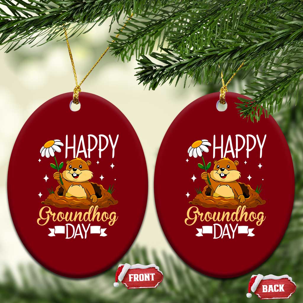 Happy Groundhog Day Ceramic Ornament Punxsutawney Phil Groundhog Lover TS02 Print Your Wear