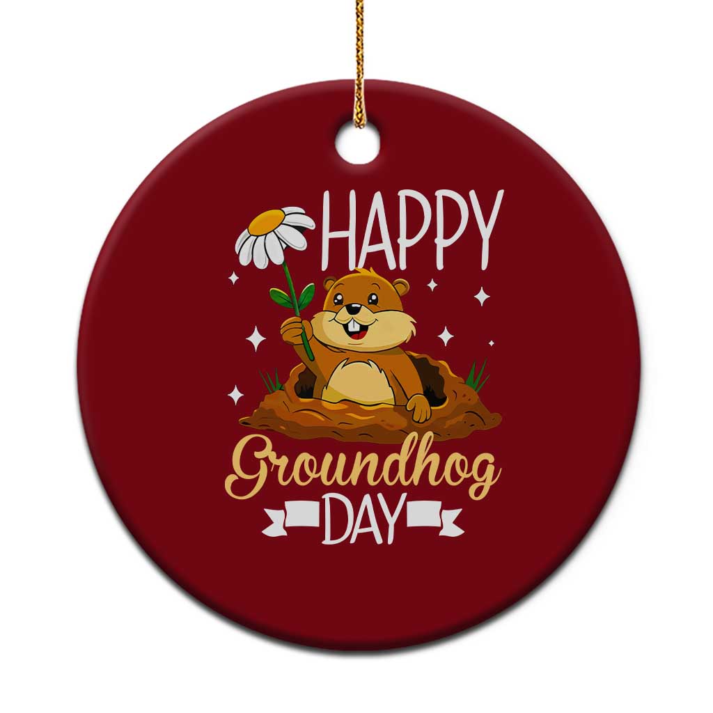 Happy Groundhog Day Ceramic Ornament Punxsutawney Phil Groundhog Lover TS02 1pc Red Print Your Wear