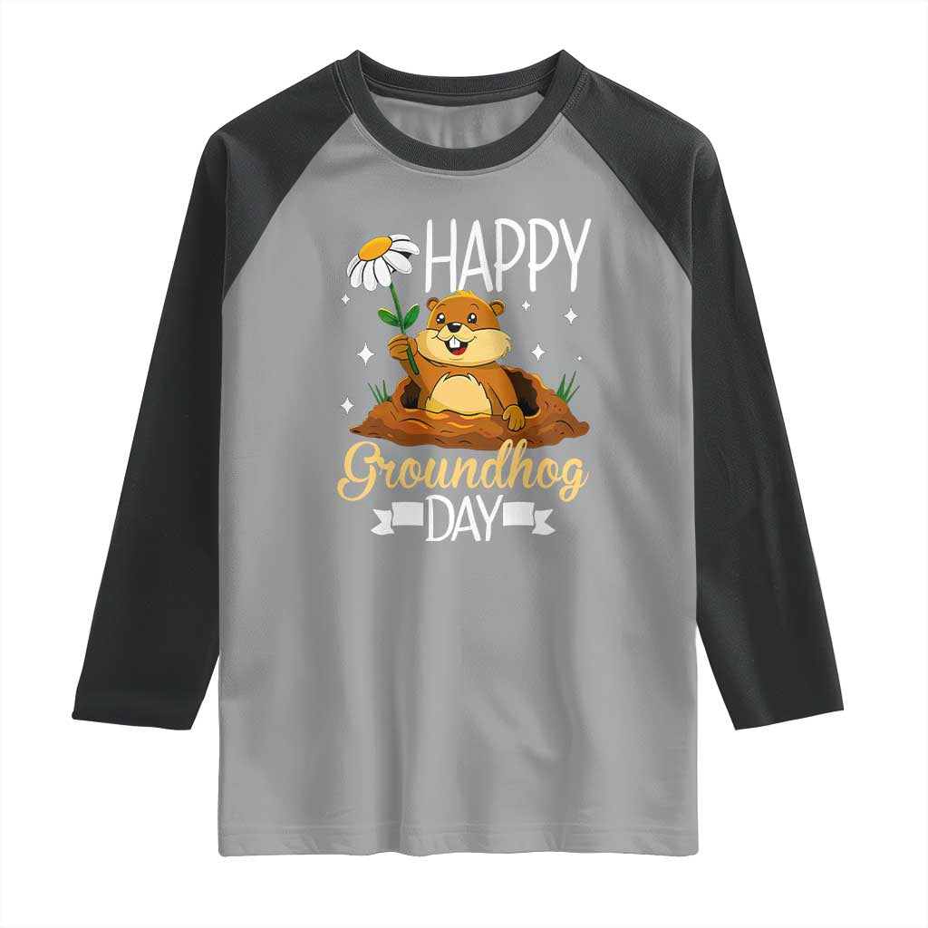 Happy Groundhog Day Raglan Shirt Punxsutawney Phil Groundhog Lover TS02 Sport Gray Black Print Your Wear