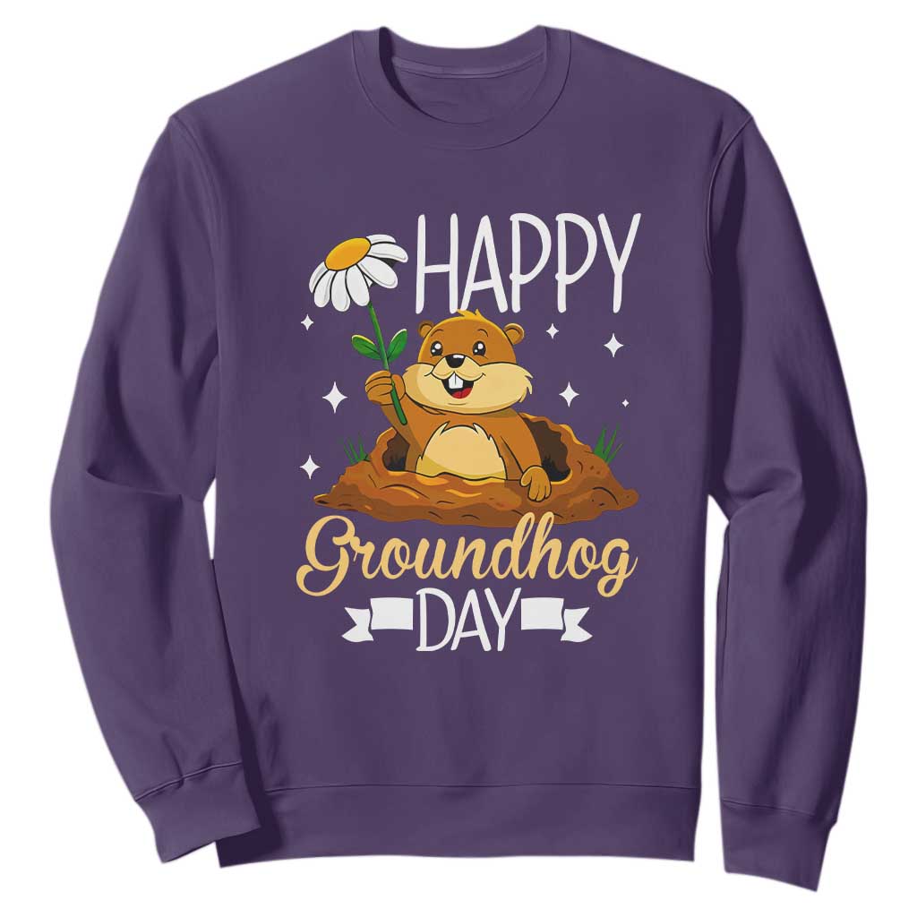 Happy Groundhog Day Sweatshirt Punxsutawney Phil Groundhog Lover TS02 Purple Print Your Wear