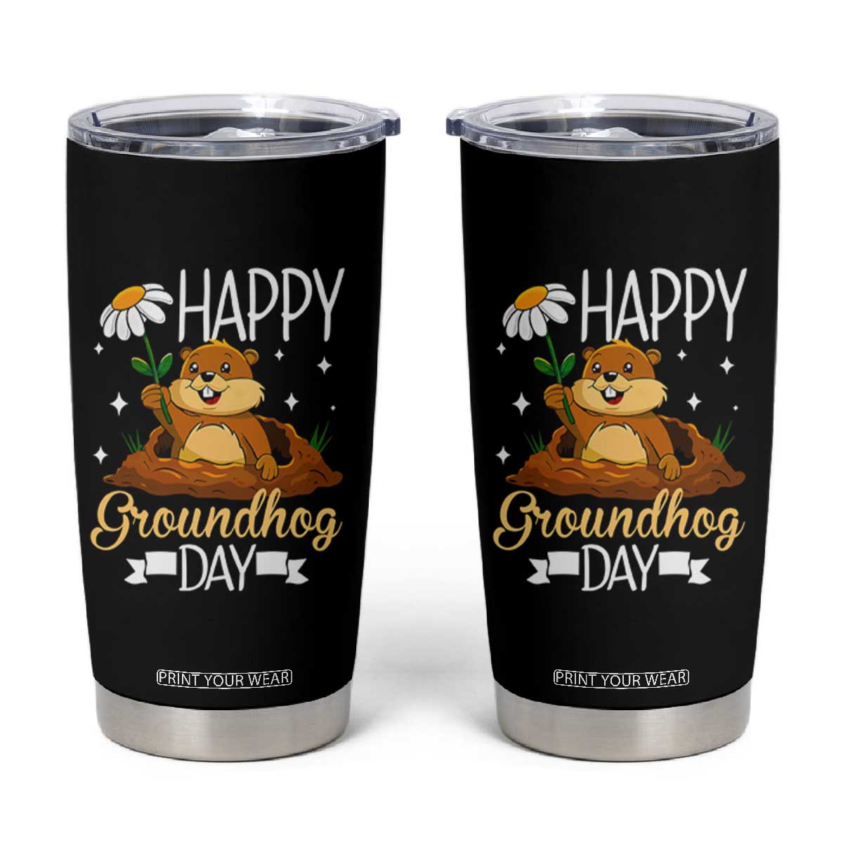 Happy Groundhog Day Tumbler Cup Punxsutawney Phil Groundhog Lover TS02 Black Print Your Wear
