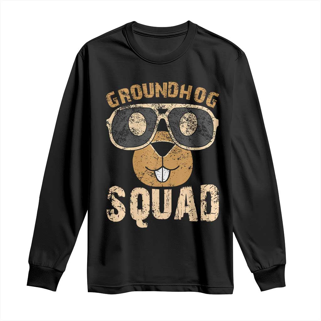 Groundhog Squad Long Sleeve Shirt Cute Woodchuck Happy Groundhog Day TS02 Black Print Your Wear