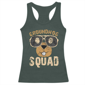 Groundhog Squad Racerback Tank Top Cute Woodchuck Happy Groundhog Day TS02 Dark Forest Green Print Your Wear