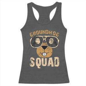 Groundhog Squad Racerback Tank Top Cute Woodchuck Happy Groundhog Day TS02 Dark Heather Print Your Wear
