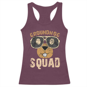 Groundhog Squad Racerback Tank Top Cute Woodchuck Happy Groundhog Day TS02 Maroon Print Your Wear