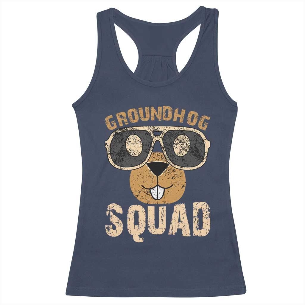 Groundhog Squad Racerback Tank Top Cute Woodchuck Happy Groundhog Day TS02 Navy Print Your Wear