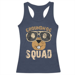 Groundhog Squad Racerback Tank Top Cute Woodchuck Happy Groundhog Day TS02 Navy Print Your Wear