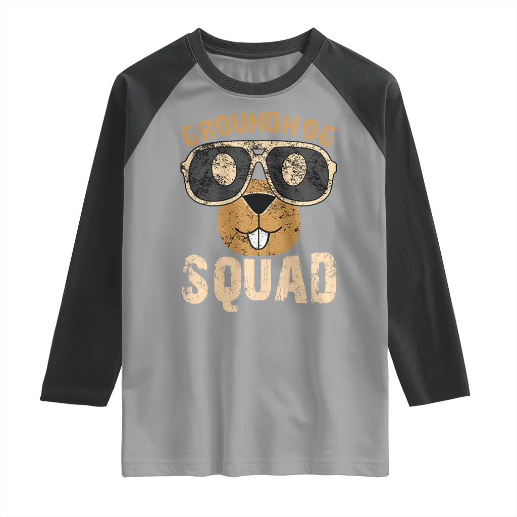 Groundhog Squad Raglan Shirt Cute Woodchuck Happy Groundhog Day TS02 Sport Gray Black Print Your Wear