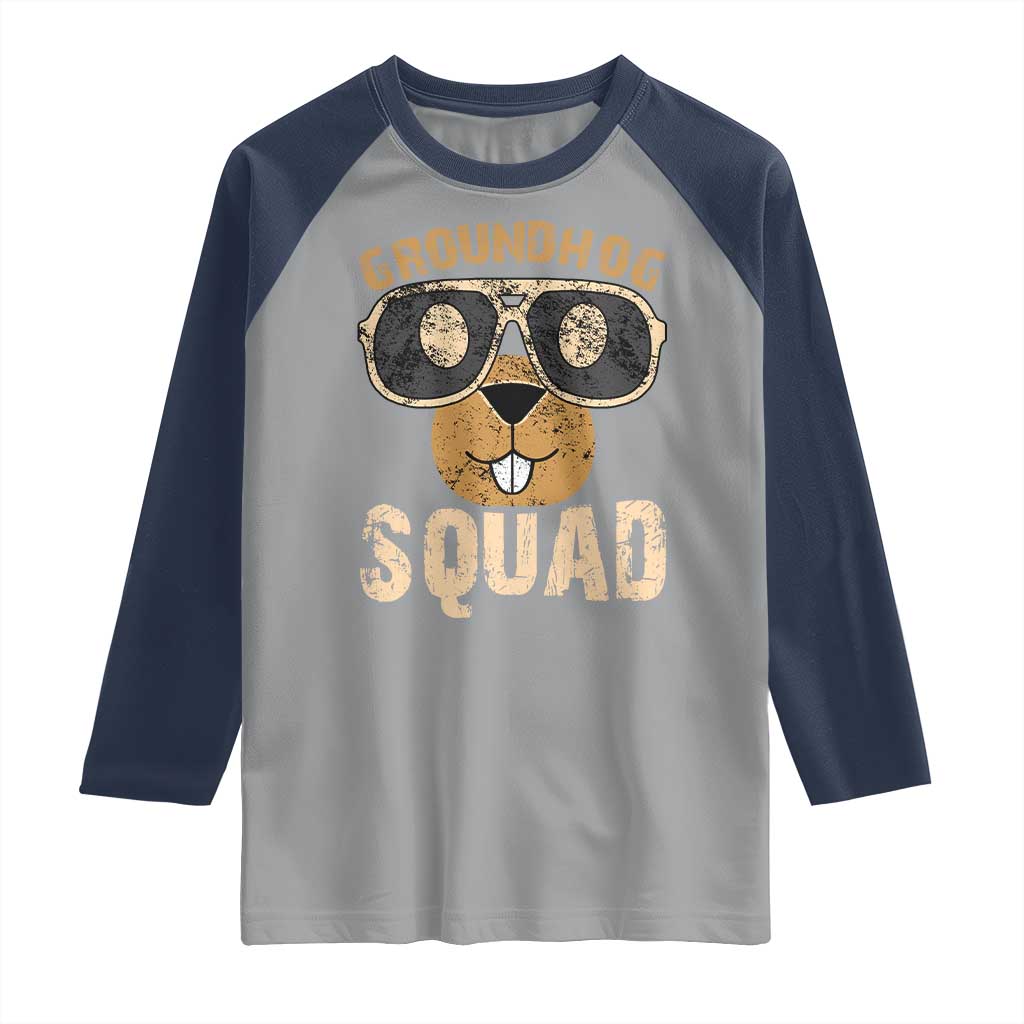 Groundhog Squad Raglan Shirt Cute Woodchuck Happy Groundhog Day TS02 Sport Gray Navy Print Your Wear