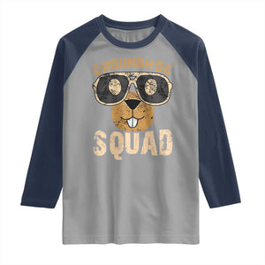 Groundhog Squad Raglan Shirt Cute Woodchuck Happy Groundhog Day TS02 Sport Gray Navy Print Your Wear
