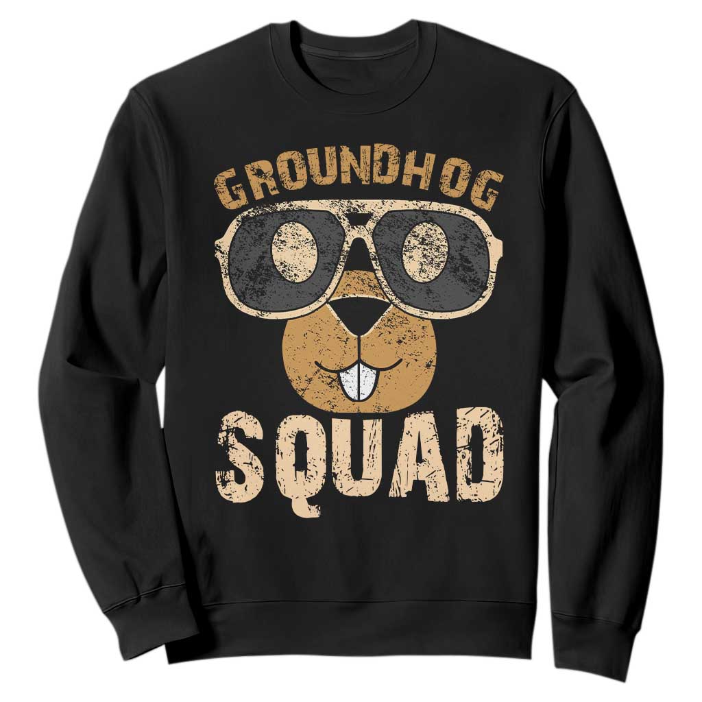 Groundhog Squad Sweatshirt Cute Woodchuck Happy Groundhog Day TS02 Black Print Your Wear