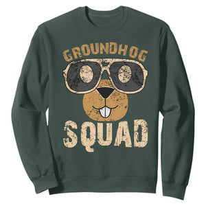 Groundhog Squad Sweatshirt Cute Woodchuck Happy Groundhog Day TS02 Dark Forest Green Print Your Wear
