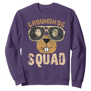 Groundhog Squad Sweatshirt Cute Woodchuck Happy Groundhog Day TS02 Purple Print Your Wear