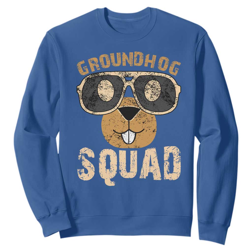 Groundhog Squad Sweatshirt Cute Woodchuck Happy Groundhog Day TS02 Royal Blue Print Your Wear