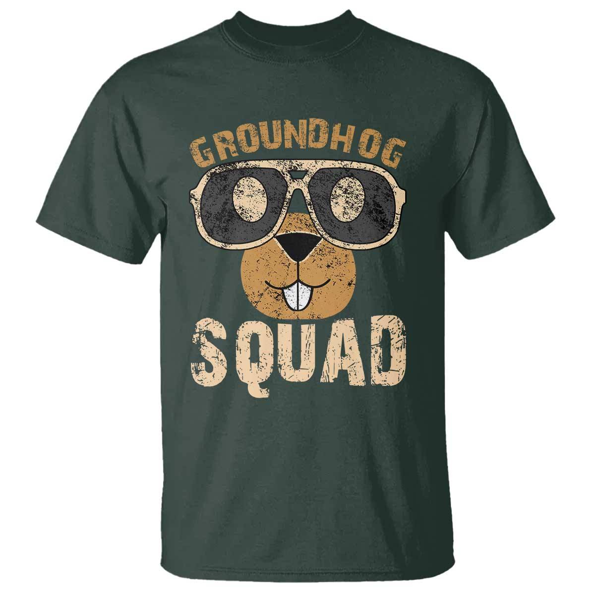Groundhog Squad T Shirt Cute Woodchuck Happy Groundhog Day TS02 Dark Forest Green Print Your Wear