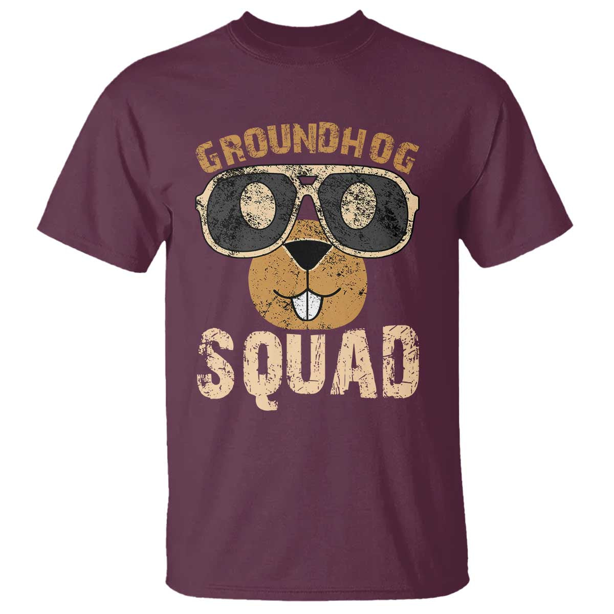 Groundhog Squad T Shirt Cute Woodchuck Happy Groundhog Day TS02 Maroon Print Your Wear