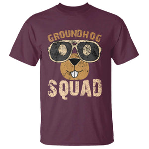 Groundhog Squad T Shirt Cute Woodchuck Happy Groundhog Day TS02 Maroon Print Your Wear