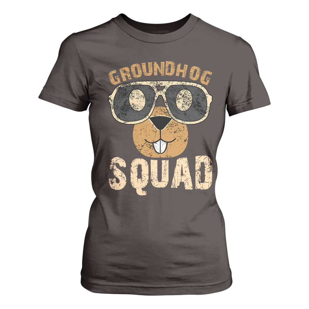Groundhog Squad T Shirt For Women Cute Woodchuck Happy Groundhog Day TS02 Dark Chocolate Print Your Wear