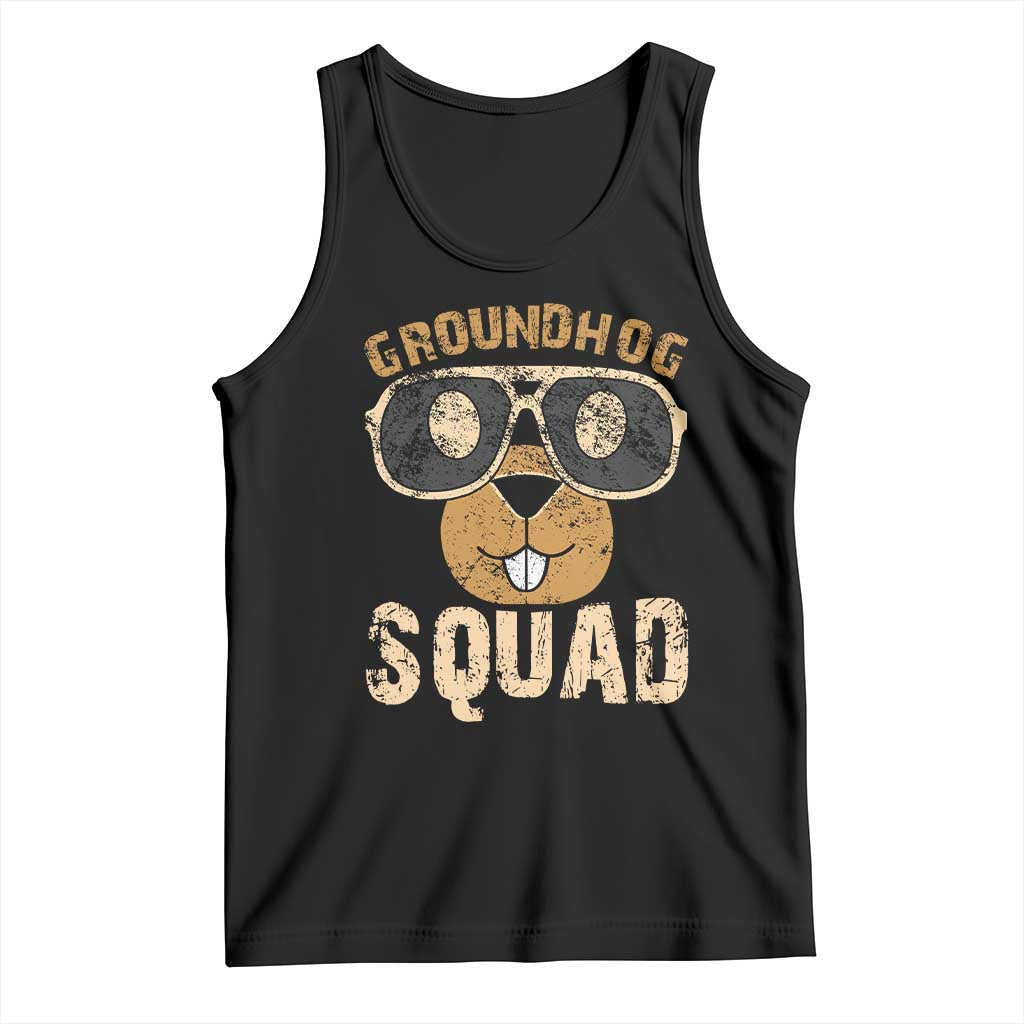 Groundhog Squad Tank Top Cute Woodchuck Happy Groundhog Day TS02 Black Print Your Wear