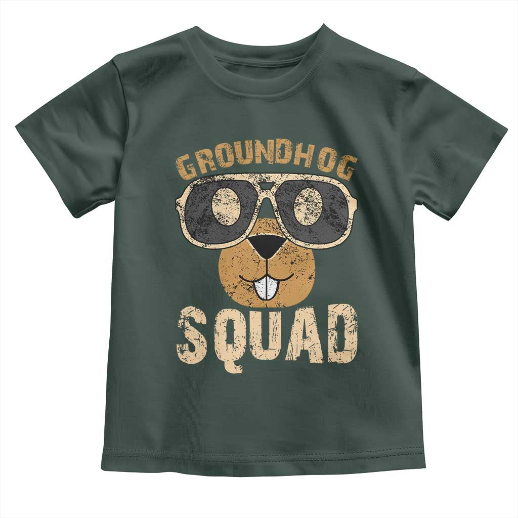 Groundhog Squad Toddler T Shirt Cute Woodchuck Happy Groundhog Day TS02 Dark Forest Green Print Your Wear
