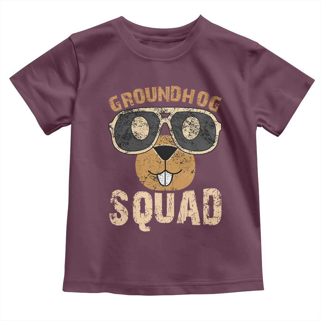 Groundhog Squad Toddler T Shirt Cute Woodchuck Happy Groundhog Day TS02 Maroon Print Your Wear