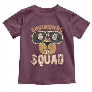 Groundhog Squad Toddler T Shirt Cute Woodchuck Happy Groundhog Day TS02 Maroon Print Your Wear