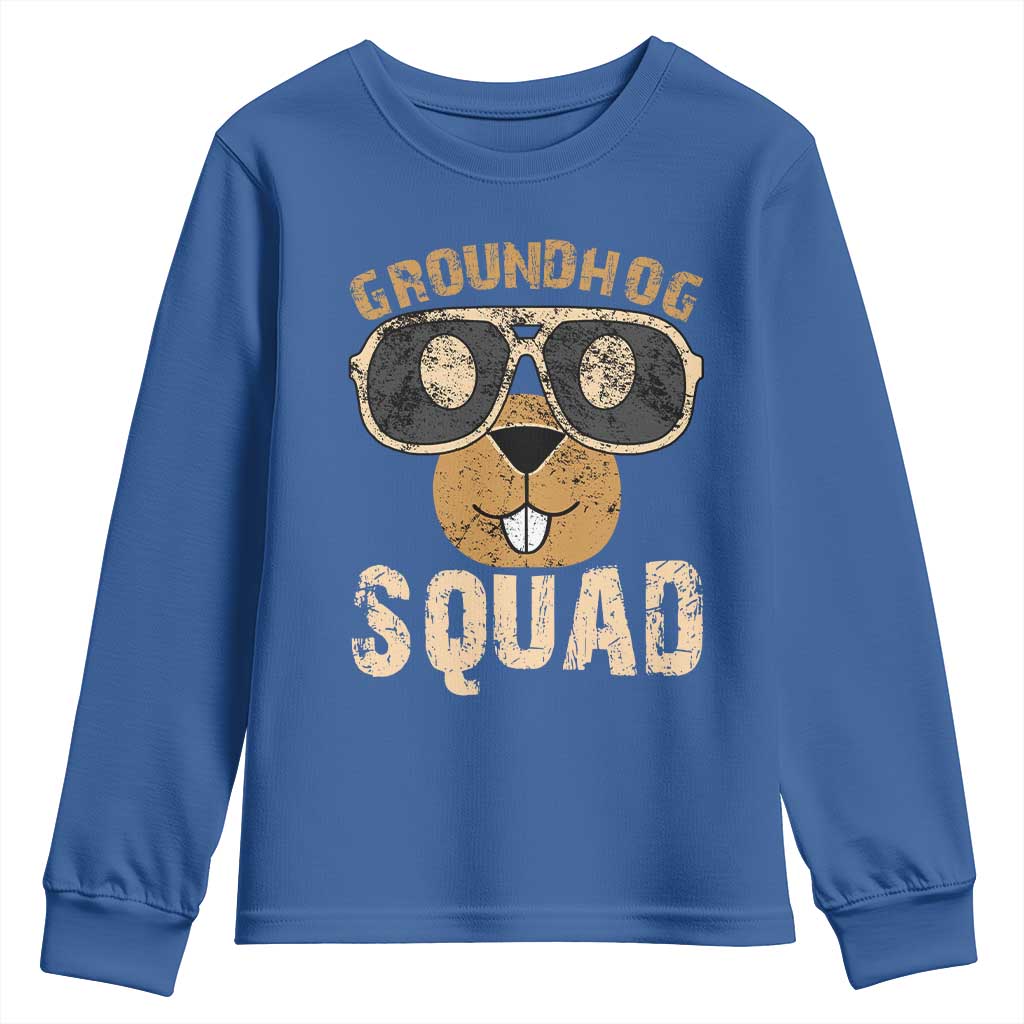 Groundhog Squad Youth Sweatshirt Cute Woodchuck Happy Groundhog Day TS02 Royal Blue Print Your Wear