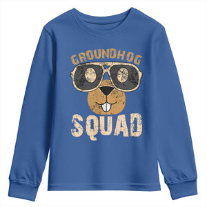 Groundhog Squad Youth Sweatshirt Cute Woodchuck Happy Groundhog Day TS02 Royal Blue Print Your Wear