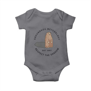 Groundhog Meteorology Baby Onesie Respect The Shadow Est 1887 Funny Woodchuck TS02 Charcoal Print Your Wear