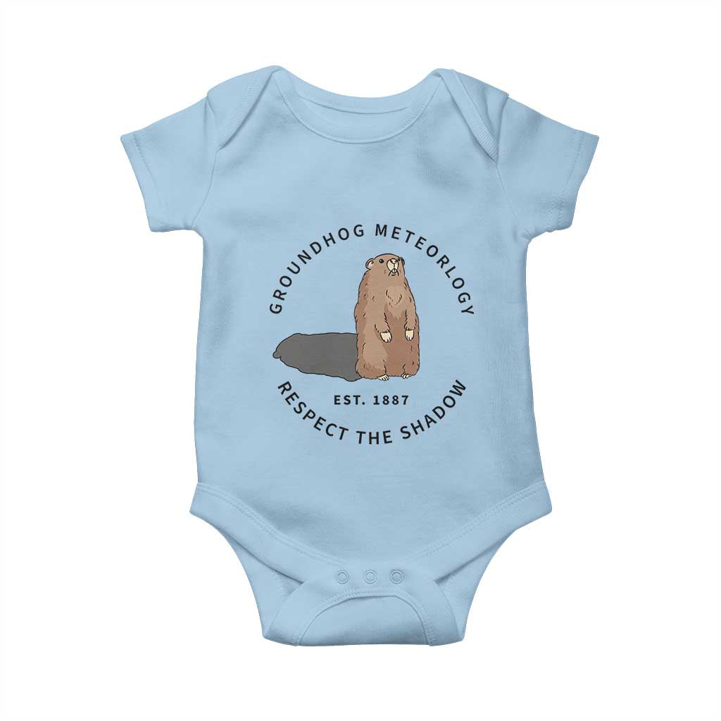 Groundhog Meteorology Baby Onesie Respect The Shadow Est 1887 Funny Woodchuck TS02 Light Blue Print Your Wear
