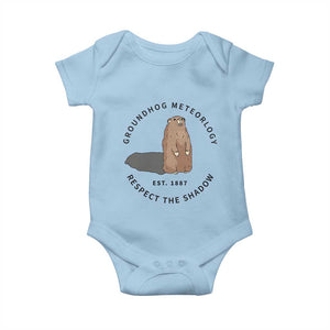 Groundhog Meteorology Baby Onesie Respect The Shadow Est 1887 Funny Woodchuck TS02 Light Blue Print Your Wear