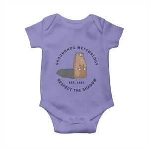 Groundhog Meteorology Baby Onesie Respect The Shadow Est 1887 Funny Woodchuck TS02 Violet Print Your Wear