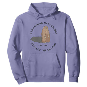 Groundhog Meteorology Hoodie Respect The Shadow Est 1887 Funny Woodchuck TS02 Violet Print Your Wear