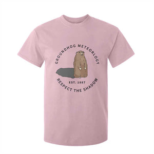 Groundhog Meteorology T Shirt For Kid Respect The Shadow Est 1887 Funny Woodchuck TS02 Light Pink Print Your Wear