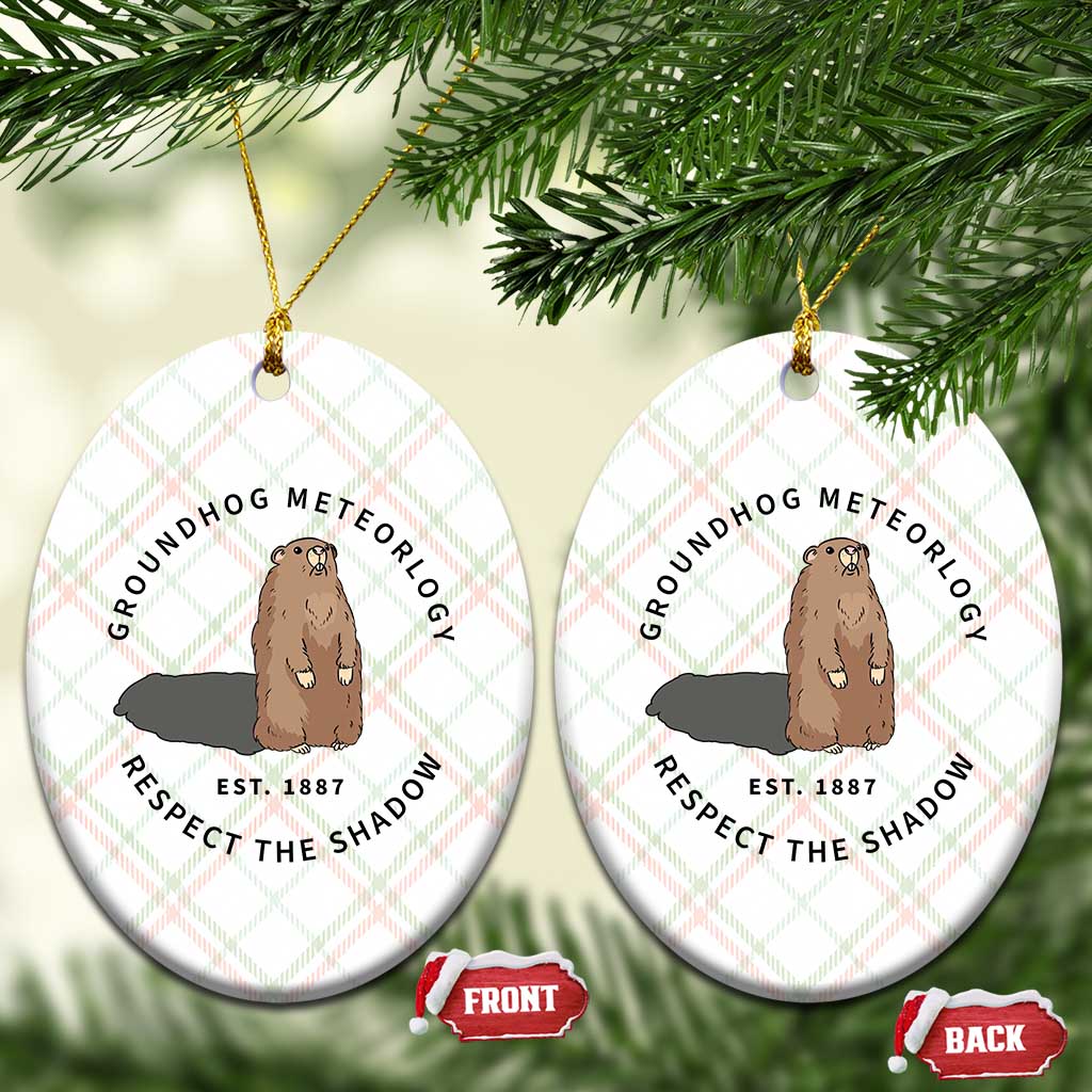 Groundhog Meteorology Ceramic Ornament Respect The Shadow Est 1887 Funny Woodchuck TS02 Print Your Wear