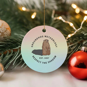 Groundhog Meteorology Ceramic Ornament Respect The Shadow Est 1887 Funny Woodchuck TS02 1pc Pastel Print Your Wear