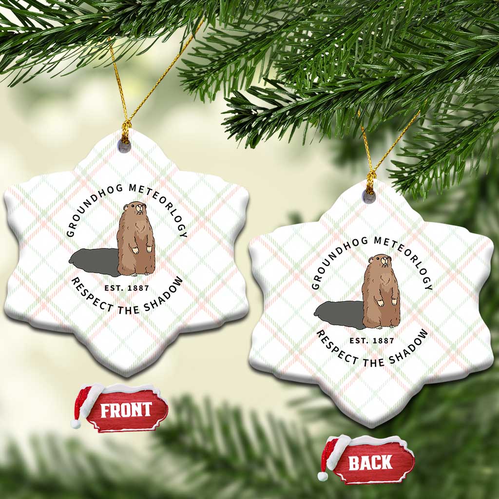 Groundhog Meteorology Ceramic Ornament Respect The Shadow Est 1887 Funny Woodchuck TS02 Print Your Wear