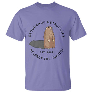 Groundhog Meteorology T Shirt Respect The Shadow Est 1887 Funny Woodchuck TS02 Violet Print Your Wear