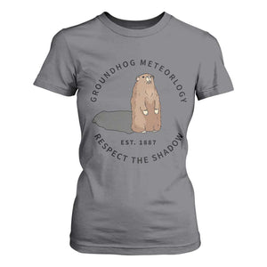 Groundhog Meteorology T Shirt For Women Respect The Shadow Est 1887 Funny Woodchuck TS02 Charcoal Print Your Wear