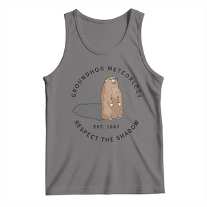 Groundhog Meteorology Tank Top Respect The Shadow Est 1887 Funny Woodchuck TS02 Deep Heather Print Your Wear