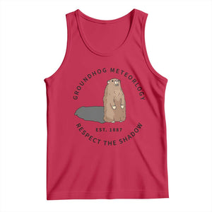 Groundhog Meteorology Tank Top Respect The Shadow Est 1887 Funny Woodchuck TS02 Red Print Your Wear