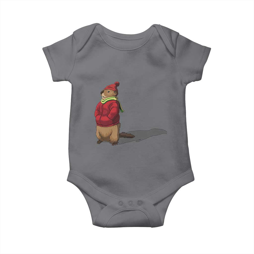 Groundhog Shadow Baby Onesie Funny Woodchuck Ground Hog Meteorlogy TS02 Charcoal Print Your Wear
