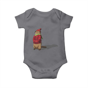 Groundhog Shadow Baby Onesie Funny Woodchuck Ground Hog Meteorlogy TS02 Charcoal Print Your Wear