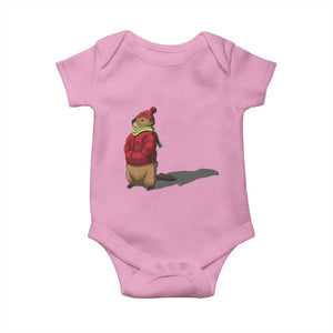 Groundhog Shadow Baby Onesie Funny Woodchuck Ground Hog Meteorlogy TS02 Light Pink Print Your Wear