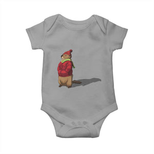 Groundhog Shadow Baby Onesie Funny Woodchuck Ground Hog Meteorlogy TS02 Sport Gray Print Your Wear