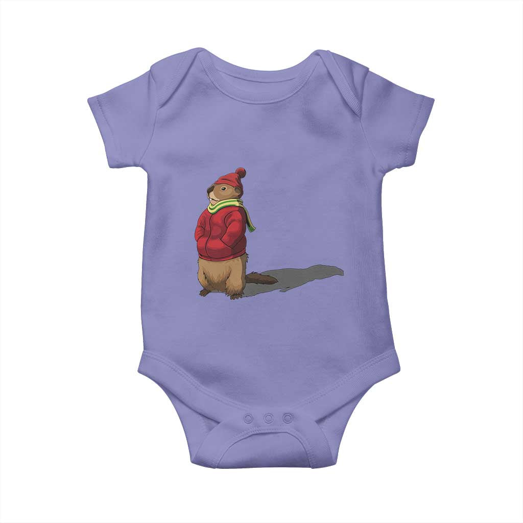 Groundhog Shadow Baby Onesie Funny Woodchuck Ground Hog Meteorlogy TS02 Violet Print Your Wear