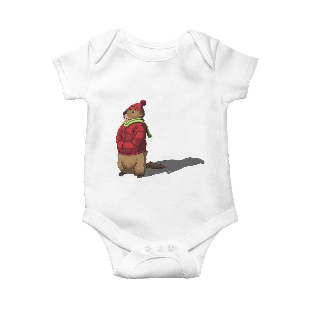 Groundhog Shadow Baby Onesie Funny Woodchuck Ground Hog Meteorlogy TS02 White Print Your Wear