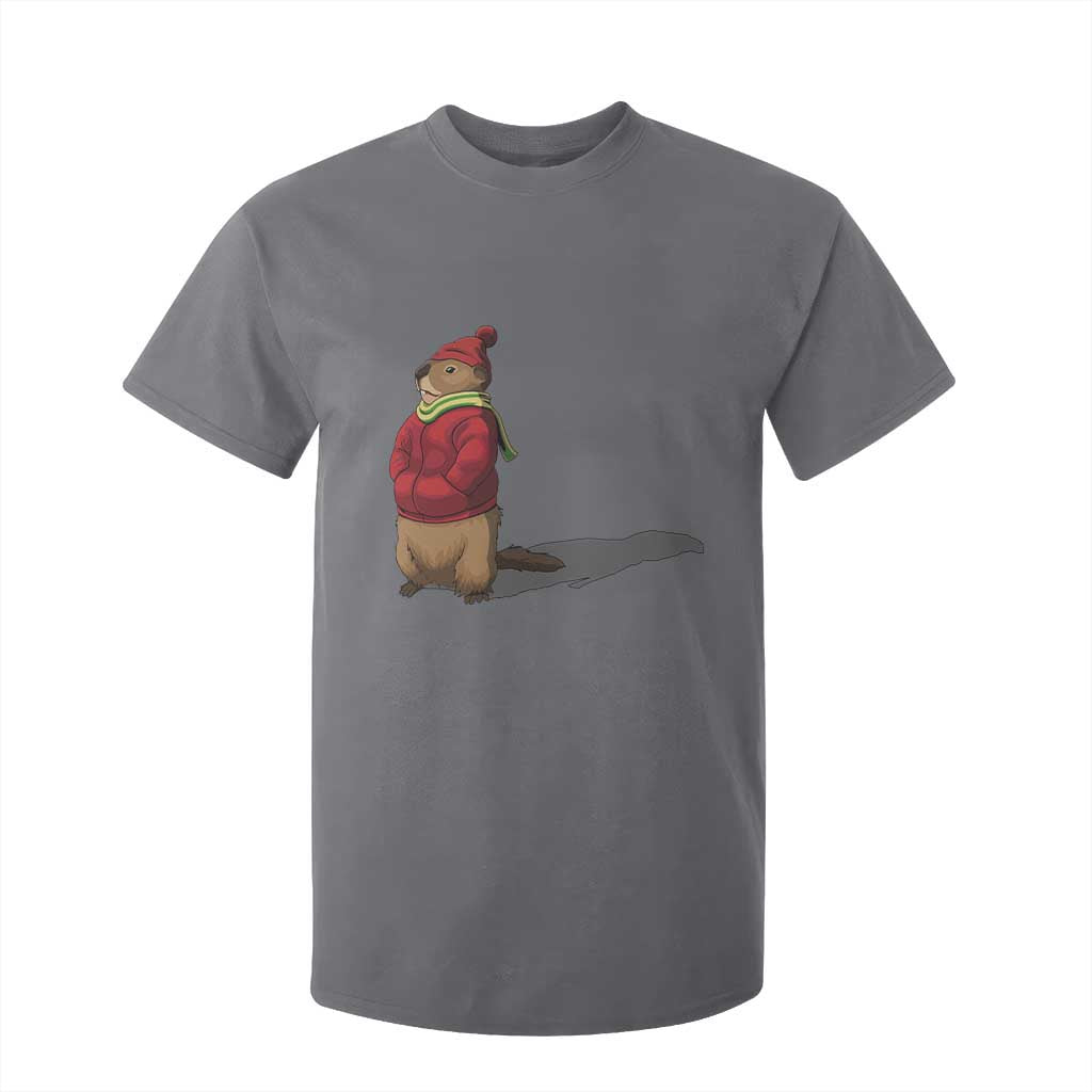 Groundhog Shadow T Shirt For Kid Funny Woodchuck Ground Hog Meteorlogy TS02 Charcoal Print Your Wear