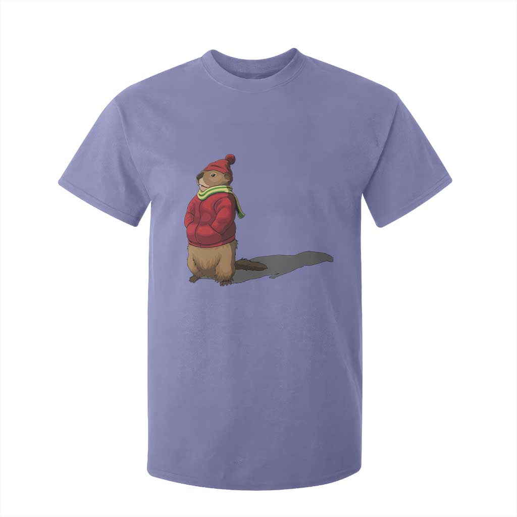 Groundhog Shadow T Shirt For Kid Funny Woodchuck Ground Hog Meteorlogy TS02 Violet Print Your Wear